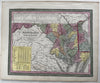 Maryland & Delaware states 1855 Cowperthwait map county slave population shown