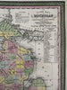 Michigan state early RR lines canals 1850-5 Cowperthwait lovely hand colored map
