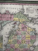 Michigan state early RR lines canals 1850-5 Cowperthwait lovely hand colored map