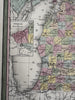 Michigan state early RR lines canals 1850-5 Cowperthwait lovely hand colored map