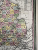 Michigan state early RR lines canals 1850-5 Cowperthwait lovely hand colored map