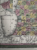 Michigan state early RR lines canals 1850-5 Cowperthwait lovely hand colored map