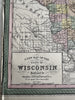 Wisconsin state early RR lines canals 1850-5 Cowperthwait hand colored map