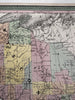 Wisconsin state early RR lines canals 1850-5 Cowperthwait hand colored map