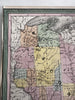 Wisconsin state early RR lines canals 1850-5 Cowperthwait hand colored map