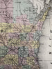 Wisconsin state early RR lines canals 1850-5 Cowperthwait hand colored map