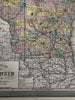 Wisconsin state early RR lines canals 1850-5 Cowperthwait hand colored map