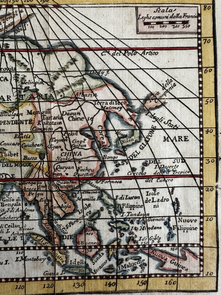 Asia Company’s Land Korea as island 1788 rare Italian hand colored miniature map