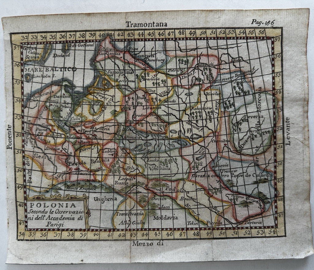 Poland Polonia Royal Accademy 1788 rare Italian hand colored miniature map