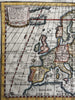 Europe continent Royal Academy Paris 1680’s Macquart miniature hand colored map
