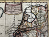 Low Countries Netherlands Provinces 1744 Faure engraved hand color miniature map