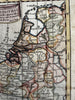 Low Countries Netherlands Provinces 1744 Faure engraved hand color miniature map