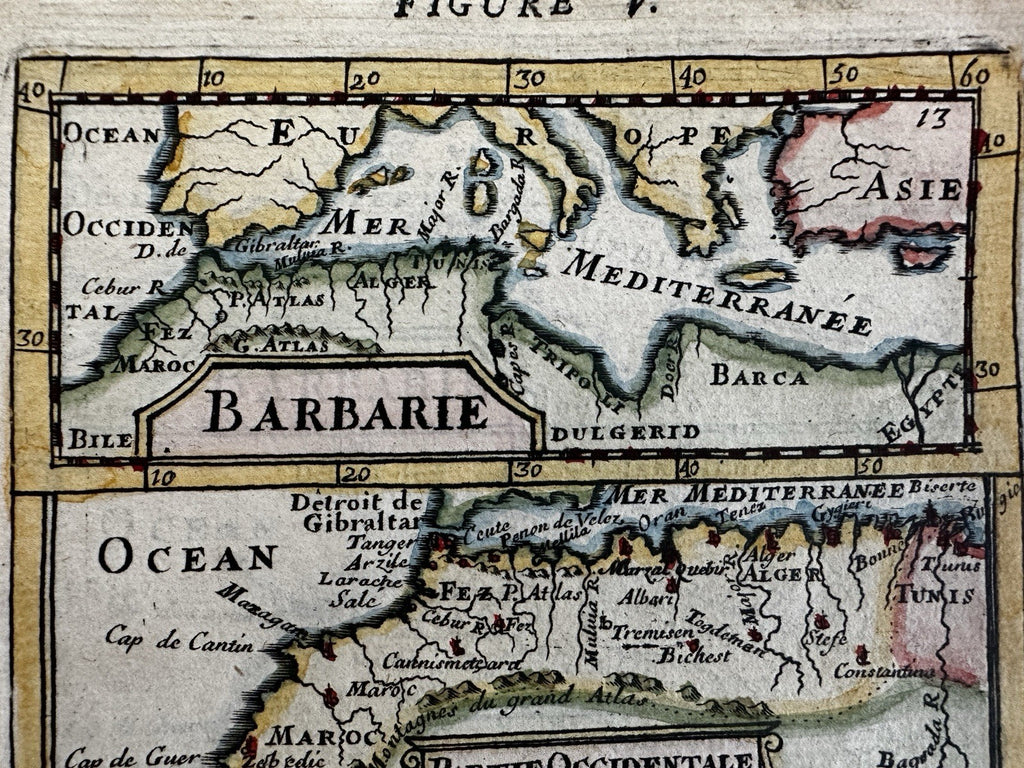 North Africa Barbary coast Tripoli 1683 Mallet charming engraved hand color map