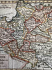 Poland Pologne Europe 1750 Vaugondy engraved hand colored miniature map