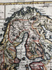 Norway & Sweden Finland 1750 Vaugondy engraved hand colored miniature map