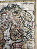Norway & Sweden Finland 1750 Vaugondy engraved hand colored miniature map