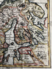 Norway & Sweden Finland 1750 Vaugondy engraved hand colored miniature map