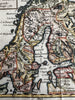 Norway & Sweden Finland 1750 Vaugondy engraved hand colored miniature map