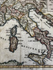 Italia Italie Italy 1750 Vaugondy engraved hand colored miniature map variant