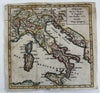 Italia Italie Italy 1750 Vaugondy engraved hand colored miniature map variant