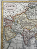 Asia Arabia to China India Korea 1828 attractive hand color engraved antique map