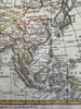 Asia Arabia to China India Korea 1828 attractive hand color engraved antique map