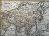 Asia Arabia to China India Korea 1828 attractive hand color engraved antique map