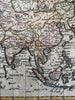 Asia Arabia to China India Korea c. 1790-1810 hand color engraved antique map