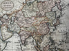 Asia Arabia to China India Korea c. 1790-1810 hand color engraved antique map