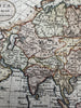Asia Arabia to China India Korea c. 1790-1810 hand color engraved antique map