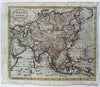 Asia Arabia to China India Korea c. 1790-1810 hand color engraved antique map