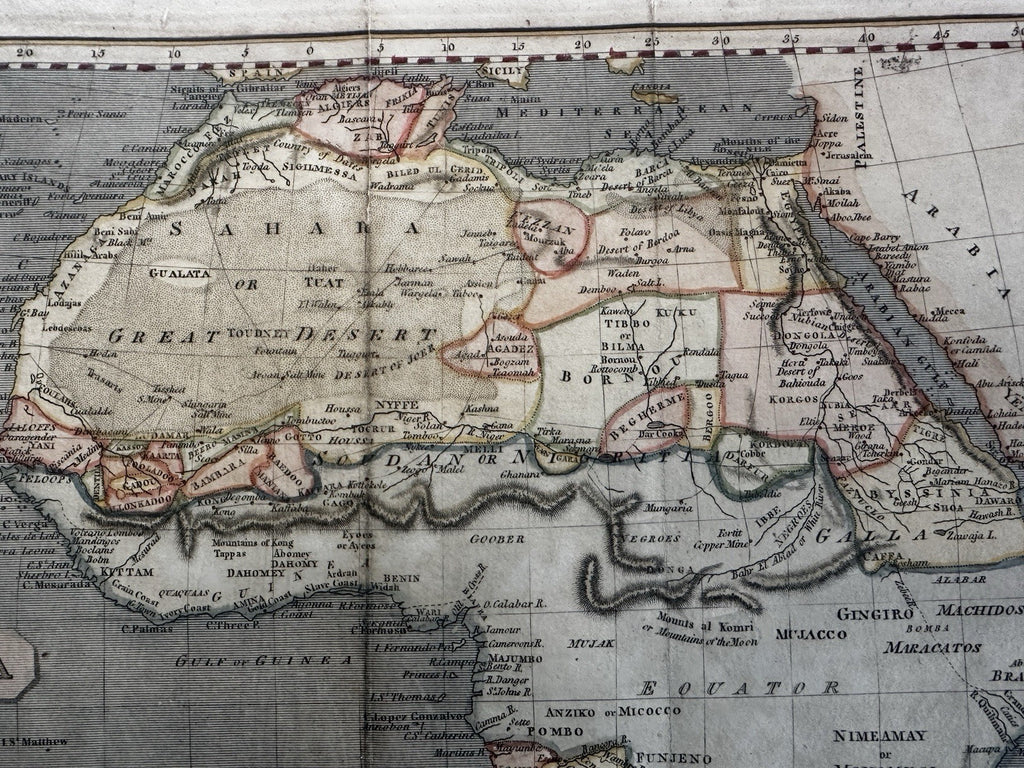 Africa continent Mountains of Moon copper mine c. 1810 Arrowsmith hand color map