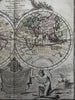 World spheres decorative cartouche Sea of West in North America 1778 Desnos map