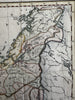 Southern Norway 1790 T. Cadell large map engraver Palmer hand colored lovely
