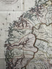 Southern Norway 1790 T. Cadell large map engraver Palmer hand colored lovely