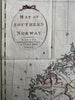 Southern Norway 1790 T. Cadell large map engraver Palmer hand colored lovely