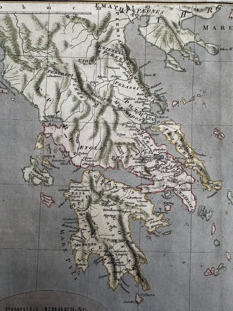 Ancient Greece Thrace Argos Epirus Crete in era of Homer 1806 Russell HC map