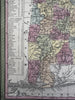 Alabama state 1855 Cowperthwait hand colored early map showing steamboat routes