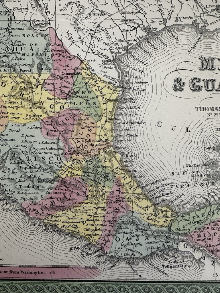 Mexico Texas Central America Nicaragua Isthmus Yucatán 1855 Cowperthwait map