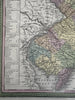 New Jersey state 1855 Cowperthwait hand colored map showing county populations