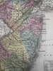 New Jersey state 1855 Cowperthwait hand colored map showing county populations