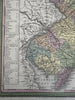 New Jersey state 1855 Cowperthwait hand colored map showing county populations