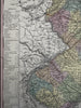 New Jersey state 1855 Cowperthwait hand colored map showing county populations