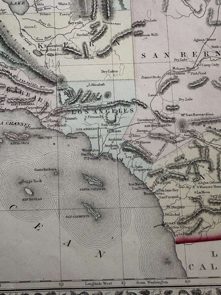 California w/ San Francisco plan 1874 Mitchell decorative hand colored nice map