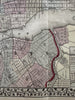 New York city plan 1874 Mitchell large decorative hand colored nice map