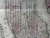 New York city plan 1874 Mitchell large decorative hand colored nice map