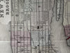 New York city plan 1874 Mitchell large decorative hand colored nice map