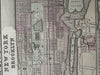 New York city plan 1874 Mitchell large decorative hand colored nice map