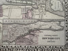 New York city plan 1874 Mitchell large decorative hand colored nice map