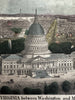 US Capitol Washington DC birds-eye view 1850’s Magnus hand color letter sheet